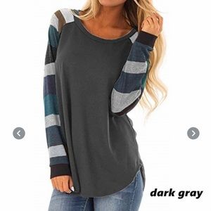 T-Shirt with Long, Striped Sleeves